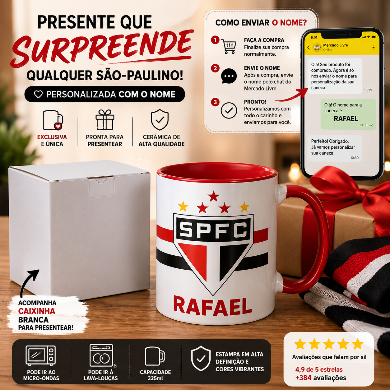 Caneca São Paulo Personalizada Com Nome - Para Presente