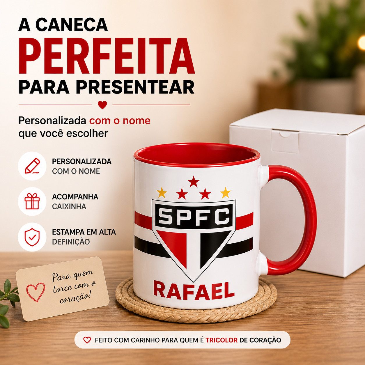 Caneca São Paulo Personalizada Com Nome - Para Presente