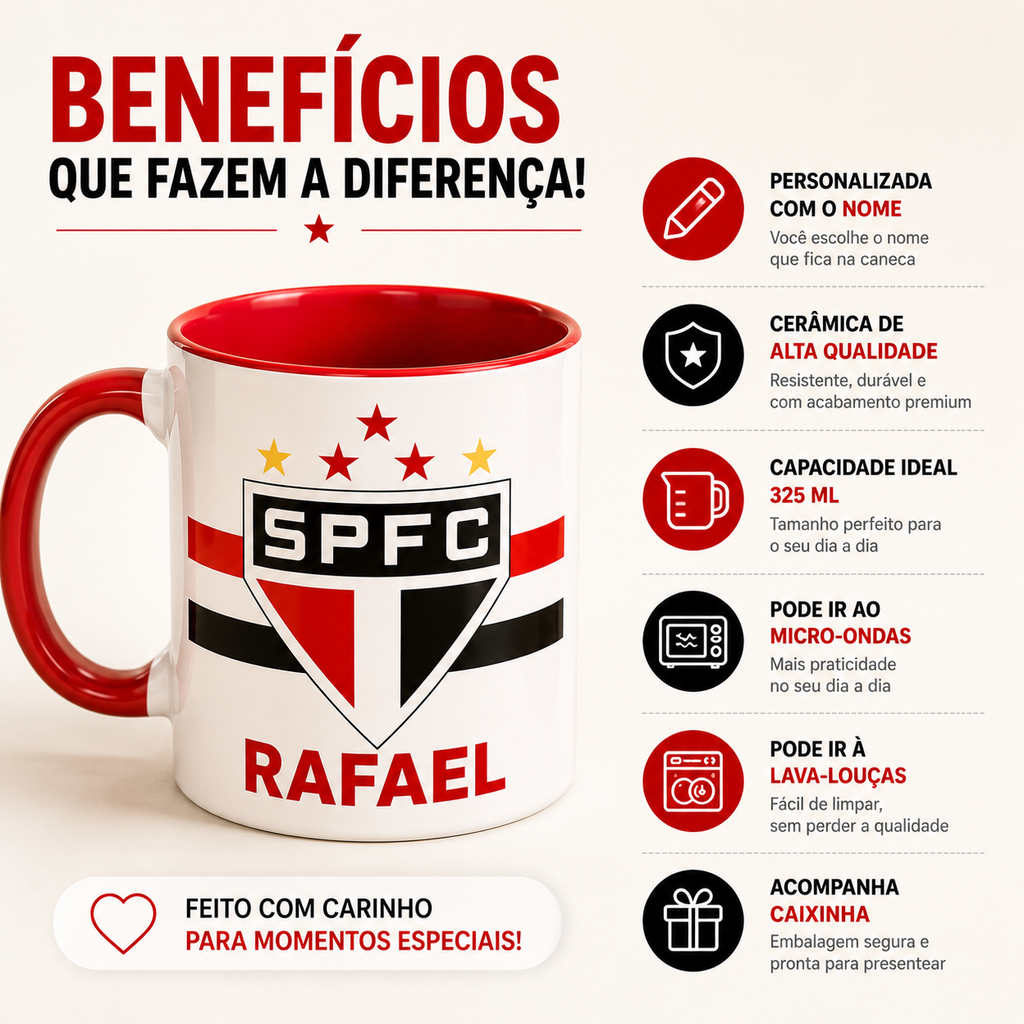 Caneca São Paulo Personalizada Com Nome - Para Presente