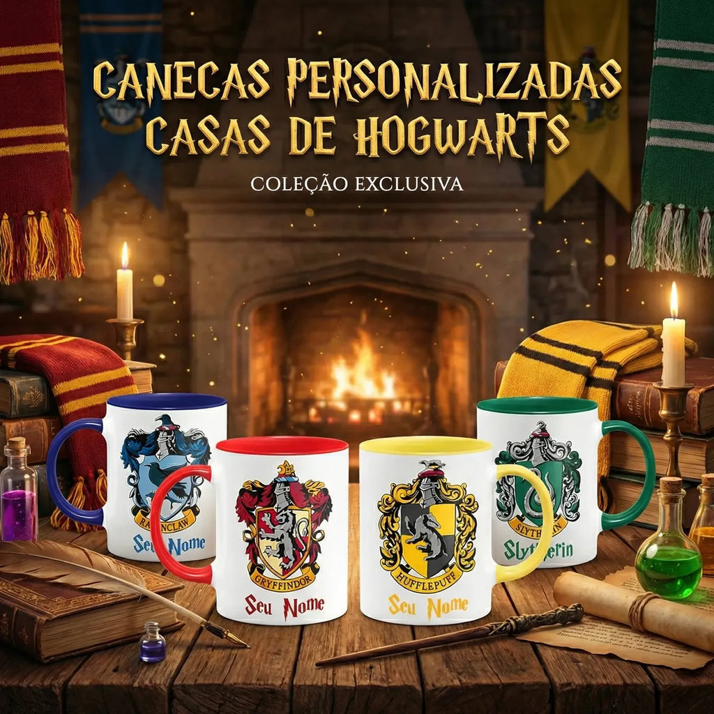 Caneca Personalizada Harry Potter Casas de Hogwarts