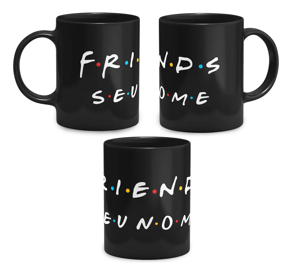 Caneca Preta Série Friends Personalizada Com Nome