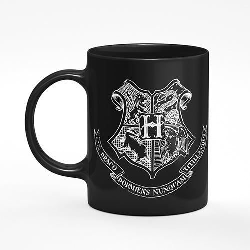 Caneca Preta Harry Potter Hogwarts Logo