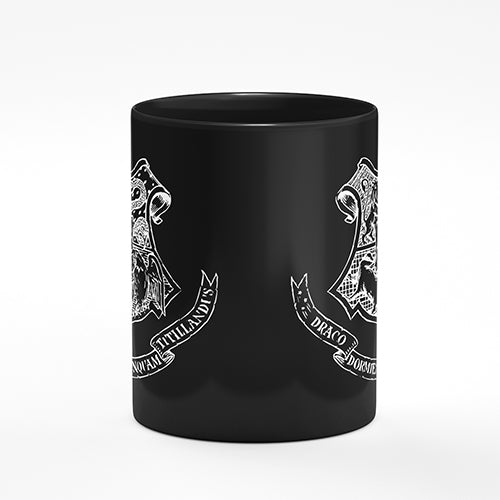 Caneca Preta Harry Potter Hogwarts Logo