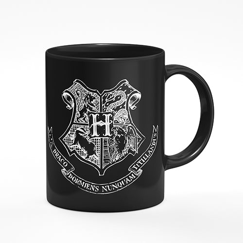 Caneca Preta Harry Potter Hogwarts Logo