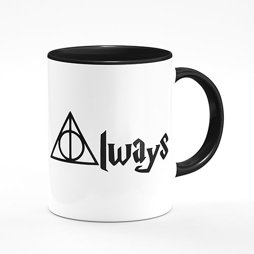 Caneca Harry Potter Deathly Hallows Always Alça Preta