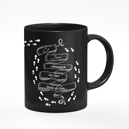 Caneca Preta Harry Potter Mapa Do Maroto Juro Solenemente