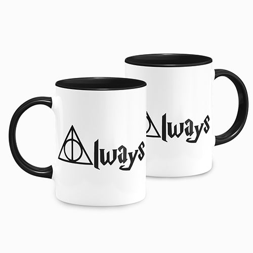 Caneca Harry Potter Deathly Hallows Always Alça Preta