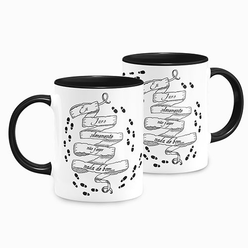 Caneca Harry Potter Juro Solenemente Mapa Maroto Alça Preta